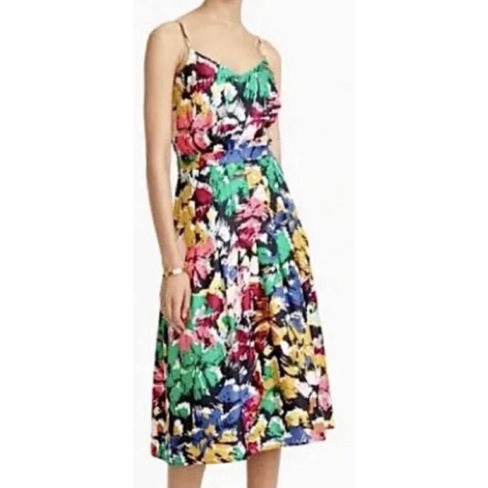 J. Crew silk dress abstract/mod/painterly/art pattern/ cocktail/colorful/size 0